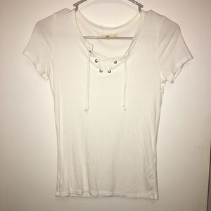 Hollister ribbed lace up shirt